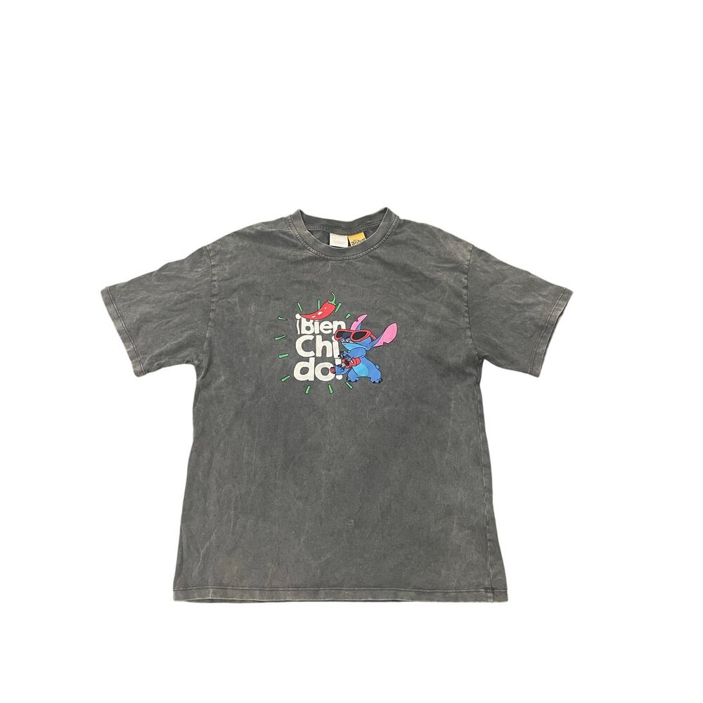 ZARA Kids Boys Size 11-12 yrs Charcoal Gray Wash Lilo & Stitch Short T-Shirt